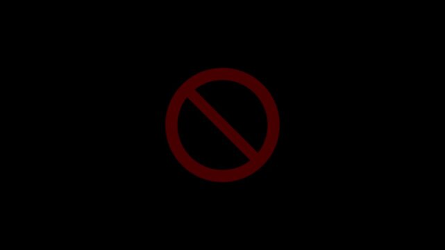 Red prohibition sign. Prohibited icon symbol.Forbidden sign.Red prohibition sign.Empty ban sign isolated on black background..