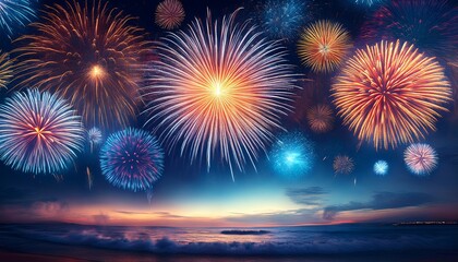 fireworks on the night sky