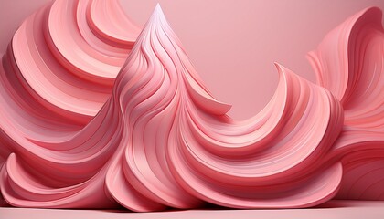 glossy pink cone pattern abstract sculpture with soft pastel mood and smooth texture