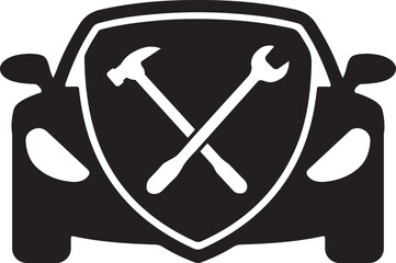 Professional car service logo wrench and vehicle silhouette icon