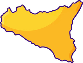 Fototapeta premium Stylized orange island shape with purple outline and subtle shading