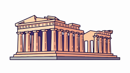 Fototapeta premium Stylized illustration of an ancient Greek temple with columns and triangular pediment