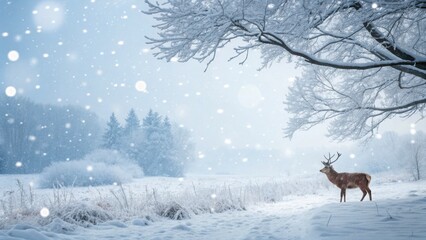 &ldquo;Elegant Winter Snowfall with Bokeh Lights, Soft Focus Seasonal Background&rdquo;