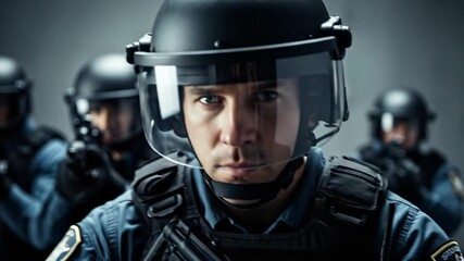 A Group of Tactical SWAT Team Officers in Full Gear, Focused and Prepared for Action, Highlighting Their Role in Law Enforcement and Public Safety