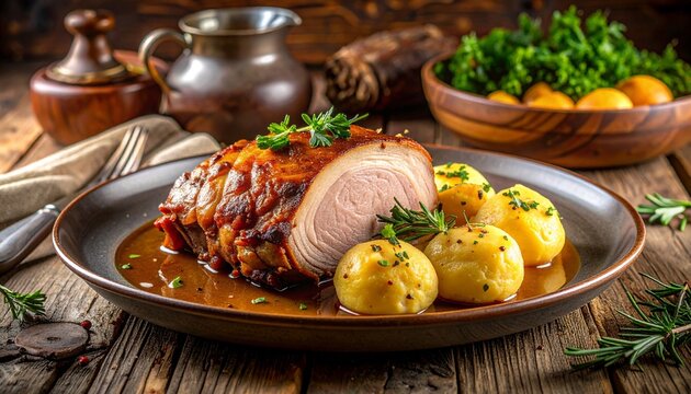 Klassischer Schweinebraten mit Kn&ouml;deln &ndash; deftige Hausmannskost