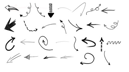 Hand Drawn Left Turn Arrow Illustration &ndash; Bold Block Style Direction Arrow with Curved Motion Lines for Design, UI, Web & Infographics