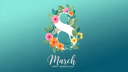 Vibrant floral wreath with bird for spring month of march