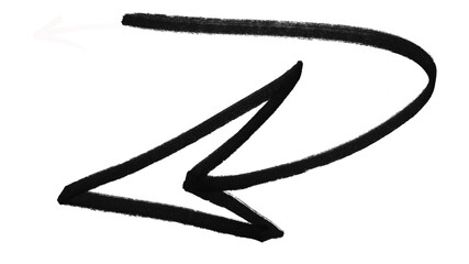 Bold Curved Arrow Illustration &ndash; Hand Drawn Black Direction Arrow with Sharp Turn for Creative Design, UI, Web Graphics & Infographics
