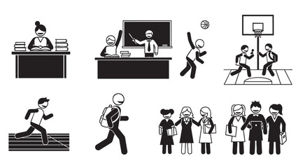 Fototapeta premium Collection of flat design icons depicting various professions and activities