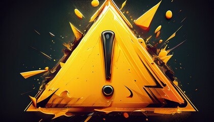 alert symbol with a vivid yellow triangle and exclamation mark perfect for banners and ads