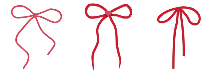 Valentine png set collection ribbon bow heart isolated sticker clipart red pink romantic love cupid holiday February celebration greeting card invitation tag label banner template mockup wedding