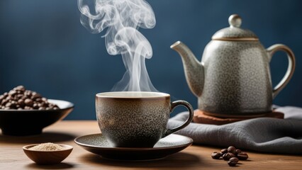 Steaming coffee