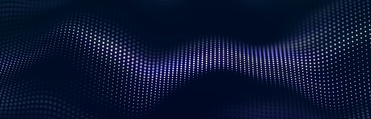 Sci-fi background. Digital wave with many particles. Template for festive presentation. 3d rendering