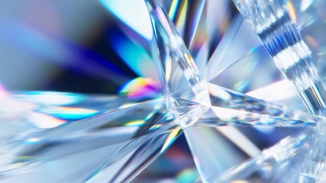 Sparkling crystal reflections: dynamic light play and vivid color patterns