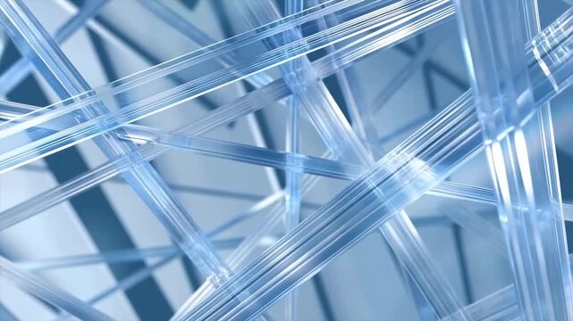Dynamic interplay of transparent glass structures in abstract motion