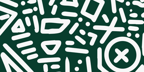 Abstract Green and White Doodle Pattern Background.