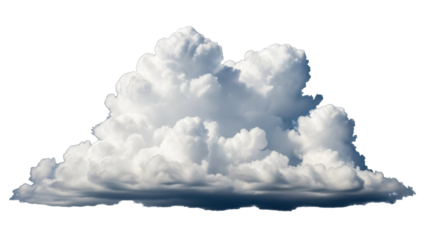 Fluffy cumulus cloud PNG isolated on transparent background, atmospheric weather element for design projects and compositing
