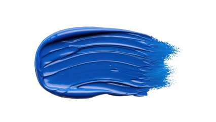Vibrant blue paint stroke isolated PNG, thick brushstroke texture for artistic design and creative projects on transparent background