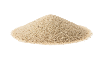 Pile of fine sand PNG isolated on transparent background, natural beige granular material for construction and landscaping projects