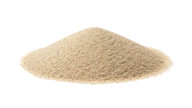 Pile of fine sand PNG isolated on transparent background, natural beige granular material for construction and landscaping projects