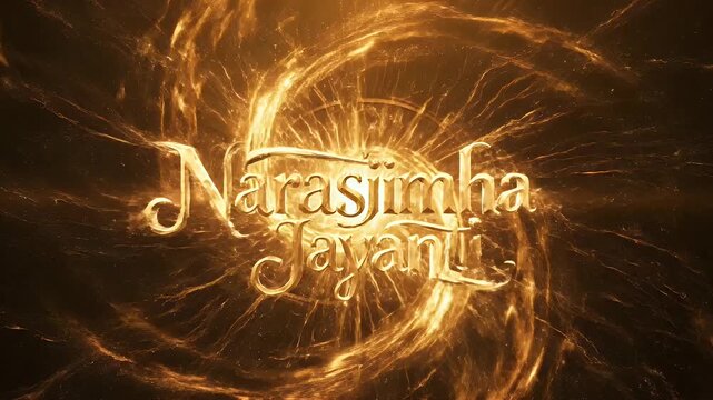 Narasimha Jayanti abstract divine force patterns background with dark gold gradient