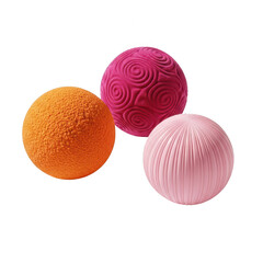 Fototapeta premium Vibrant textured spheres in a triangular formation isolated on transparent background