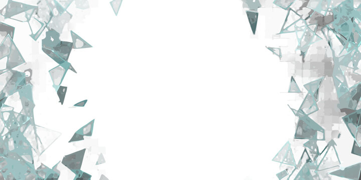 Abstract teal shards and fragments forming a broken glass effect on black