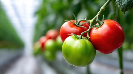 Tomatoes hanging from plant fresh ripe tomatoes suspended on their vine showcasing vibrant red color and natural growth