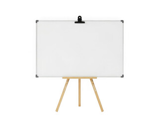 Blank whiteboard on wooden stand ready for ideas