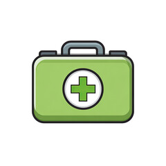 Fototapeta premium A cartoon-style illustration of a green first-aid kit against a black background