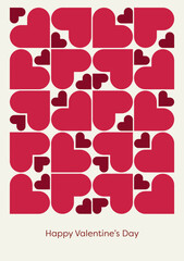 Minimalist illustration of a geometric heart pattern for Valentine's Day greeting cards, symbolizing love, relationship, and modern romantic design aesthetics.