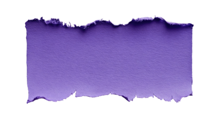 Isolated rectangular violet paper with torn edges, set against a black background