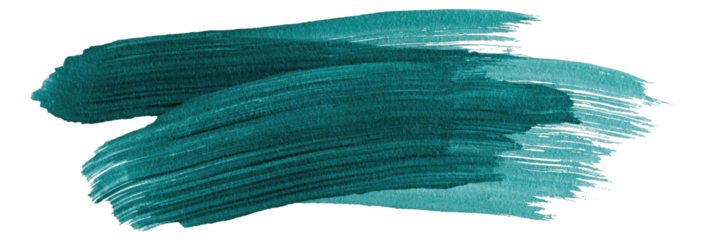 Two teal brushstrokes on a black background, textured, irregular, overlapping, showing paint streaks