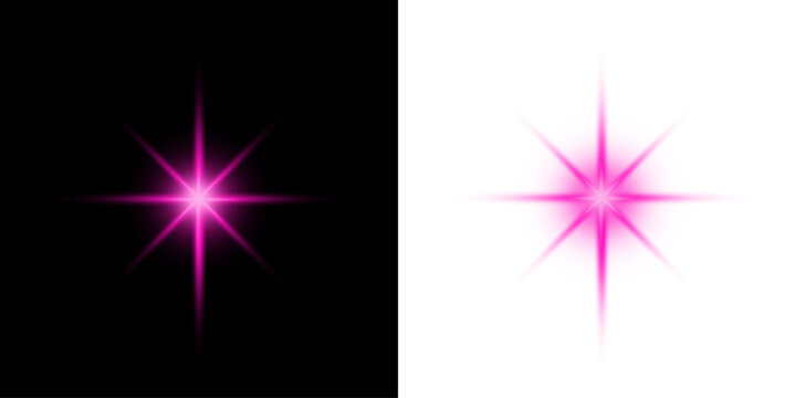 Pink Sparkle Star Light Effect and Lens Flare Isolated on Black and White Background for Overlay Graphic Design Cinematic Visuals Movie Posters Photography Enhancement and Sci-Fi Concept