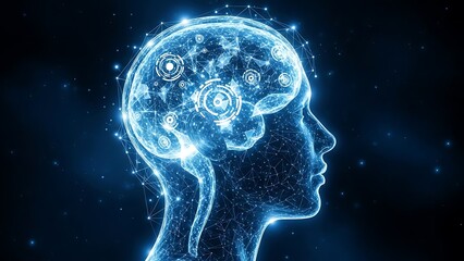 Obraz premium Illuminated neural network brain in digital form
