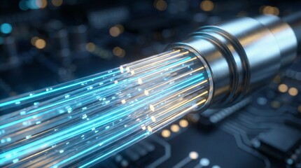 High Speed Fiber Optic Data Transfer and Cyber Security Concept