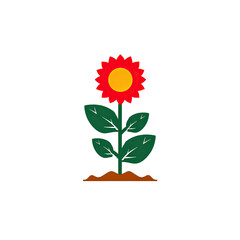 Simple illustration of a cartoon sunflower with bright colors against a black background