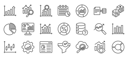 statistics outline icon pack collection of chart, graph, growth, analysis, information, data, technology, statistic, diagram, report icon