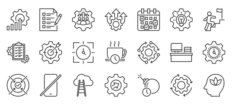 productivity outline icon pack collection of productivity, business, efficiency, work, management, technology, office, performance, innovation, planning icon