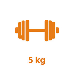 Obraz premium A stylized orange dumbbell icon with weight indication on black background