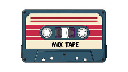 Retro cassette tape with 'MIX TAPE' label, vintage audio recording media