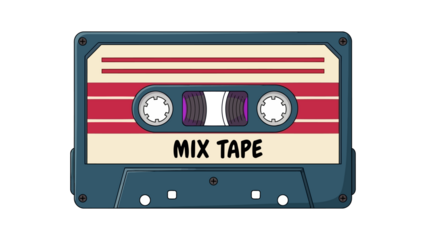 Retro cassette tape with 'MIX TAPE' label, vintage audio recording media