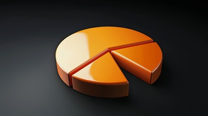 Colorful Glossy Orange Pie Chart Graphic Presentation for Business Reports and Data Visualization