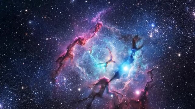 Vibrant nebula in deep space with stars and stardust