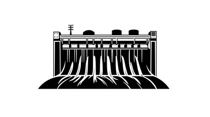 Black and White Dam or Weir Structure.
