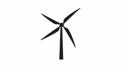 Black Wind Turbine Silhouette Icon.
