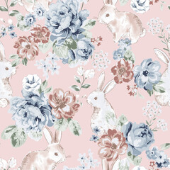 Floral bunny pattern