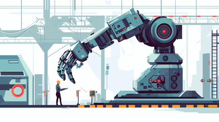 Industrial Robot Arm in Manufacturing Facility.