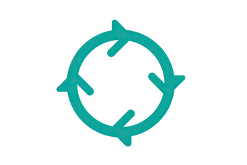 Teal circular arrow icon on a black background, representing a cycle, renewal, or process