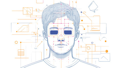 Man Wearing Virtual Reality Headset Illustration 1.